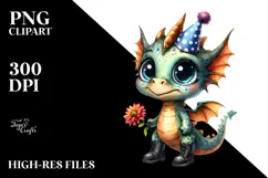 Baby Dragon with Party Hat and Boots | Clipart Product Image 2