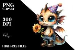 Baby Dragon with Party Hat and Boots | Clipart Product Image 2