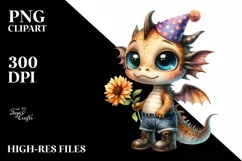 Baby Dragon with Party Hat and Boots | Clipart Product Image 3