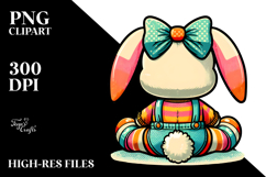 Colorful Retro Bunny Back View PNG Product Image 2