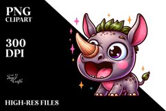 Colorful Cartoon Baby Rhino | Sublimation | Clipart Product Image 3