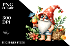 Whimsical Gnome Drinking a Cocktail in Summer, Transparent Product Image 2