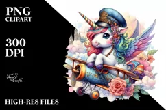 Baby Unicorn Biplane PNG Product Image 1