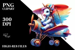 Baby Unicorn Biplane PNG Product Image 1
