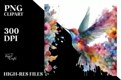 Vibrant Watercolor Hummingbird | Clipart Product Image 3