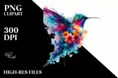 Vibrant Watercolor Hummingbird | Clipart Product Image 3