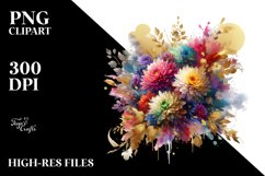 Colorful Splash Chrysanthemum Bouquet | Sublimation Clipart Product Image 1