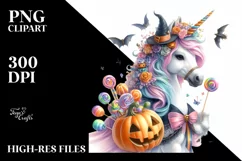 Watercolor Pastel Unicorn Halloween | Clipart Product Image 3