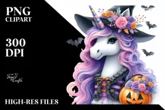 Watercolor Pastel Unicorn Halloween | Clipart Product Image 3