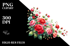 Colorfull Carnation and Red Roses PNG Product Image 2