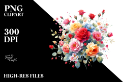 Colorful Small Red Roses PNG Product Image 2