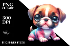 Expressive Baby Boxer in Watercolor PNG Product Image 2