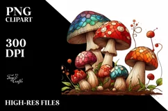 Detailed Wooden Stained Mushroom Watercolor Splash PNG Product Image 1