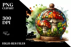 Detailed Wooden Stained Mushroom Watercolor Splash PNG Product Image 3