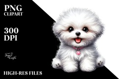 Watercolor Baby Bichon Frise with Big Eyes, Transparent PNG Product Image 2