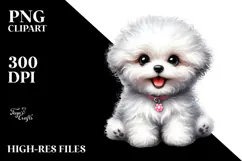 Watercolor Baby Bichon Frise with Big Eyes, Transparent PNG Product Image 2