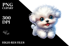 Watercolor Baby Bichon Frise with Big Eyes, Transparent PNG Product Image 2