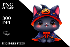 Cute Baby Black Cat Dressed for Halloween, Transparent PNG Product Image 2