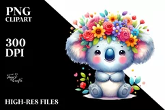 Colorful Koala with Flower Crown Clipart Product Image 3