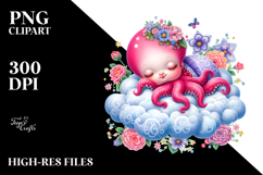 Vibrant Baby Octopus Sleeping | Clipart Product Image 2