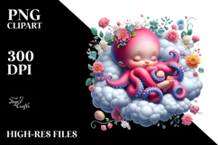 Vibrant Baby Octopus Sleeping | Clipart Product Image 2