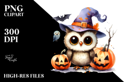 Simple Owl Clipart, Watercolor Style Product Image 2