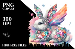 Colorful Bunny Made of Diamonds PNG Product Image 2