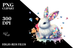 Colorful Diamond Bunny PNG Product Image 2