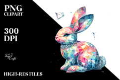 Colorful Diamond Bunny PNG Product Image 2