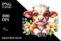 Cute Highland Cow with Gardenia, Transparent PNG Product Image 2