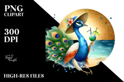 Happy Peacock with Beachwear PNG Product Image 2