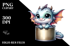 Cute Baby Dragon Smiling in a Can | Clipart Product Image 2