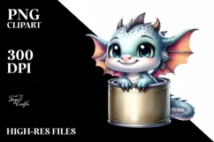 Cute Baby Dragon Smiling in a Can | Clipart Product Image 1
