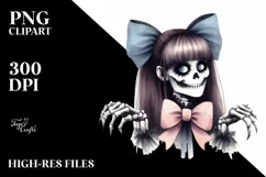 Creepy Bow Watercolor PNG Product Image 1
