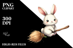 Funny Bunny Witch Broom Clipart Product Image 2