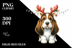 Enthusiastic Baby Basset Hound PNG Product Image 1
