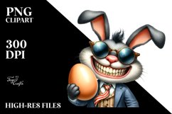 Goofy Bunny with Sunglasses Carrying Egg PNG Product Image 2