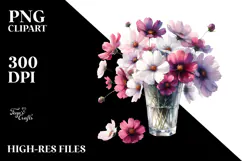 Watercolor Filled with Large Cosmos | Clipart Product Image 2