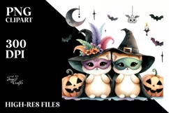 Halloween Masquerade Washed Watercolor PNG Product Image 3