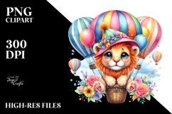 Sitting Hot Air Balloon Baby Lion PNG Product Image 2