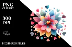 Colorful Heart-Shaped Flower PNG Product Image 2