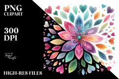 Colorful Heart-Shaped Flower PNG Product Image 2