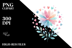 Simple Flower with Heart Petals, Pastel Watercolor Product Image 2