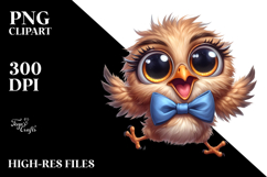 Cute Bird with Bow Tie, Artistic PNG Product Image 2