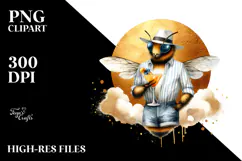 Bee in Hipster Beachwear PNG Product Image 2
