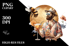 Hipster Bee with Beachwear PNG Product Image 2