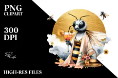 Hipster Bee with Beachwear PNG Product Image 2