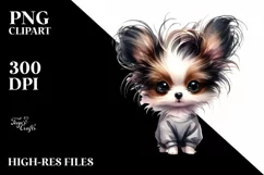 Cute Papillon with Crazy Haircut PNG Product Image 1