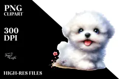 Cute Baby Bichon Frise with Big Eyes, Transparent PNG Product Image 2