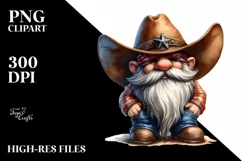 Vibrant Watercolor Cowboy Gnome PNG Product Image 3
